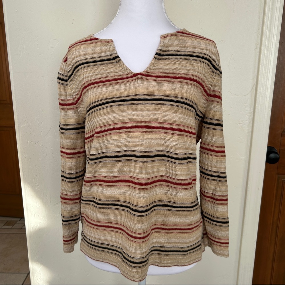 Ralph‎ Lauren Linen Cotton Knit Striped Preppy Old Money Sweater Top, Women’s L